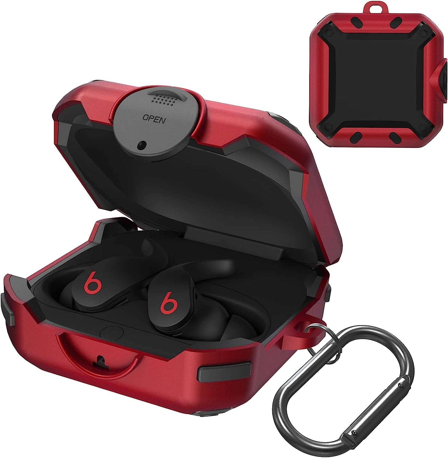 Case for Beats Fit Pro 2021, Secure Lock Cases Compatible with Beats Fit Pro Protective Cover Earbuds Carry Switch Protector with Anti-Lost Carabiner (Red)  AIBEAMER   
