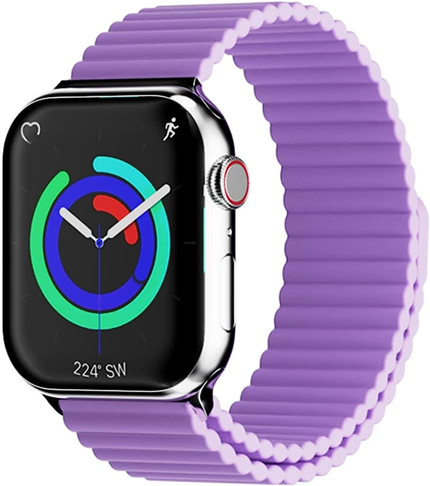 Heike Sport Loop Compatible with Apple Watch Ultra Bands 49Mm 45Mm 44Mm 42Mm 41Mm 40Mm 38Mm, Soft Silicone Magnetic Clasp Adjustable Replacement Wristband for Iwatch Series SE Ultra 8 7 6 5 4 3 2 1 for Women Men  HeiKe Purple 38mm/40mm/41mm 