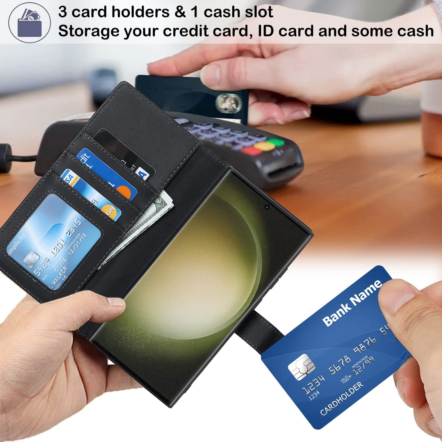 Ｈａｖａｙａ Samsung Galaxy S23 Ultra Case Wallet Magsafe Compatible,Samsung Galaxy S23 Ultra Wallet Case with Card Holder，Magnetic Detachable Flip Cover for Women Men Mujer-Black  Ｈａｖａｙａ   