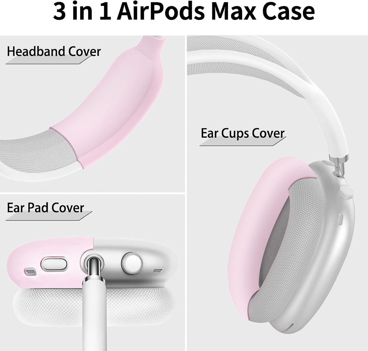 AIRSPO Airpods Max Case Cover, Silicone Case Cover for Airpods Max Headphones, Anti-Scratch Ear Pad Cover/Headband Cover for Apple Airpods Max, Airpod Max Accessories (Pink)…  AIRSPO   
