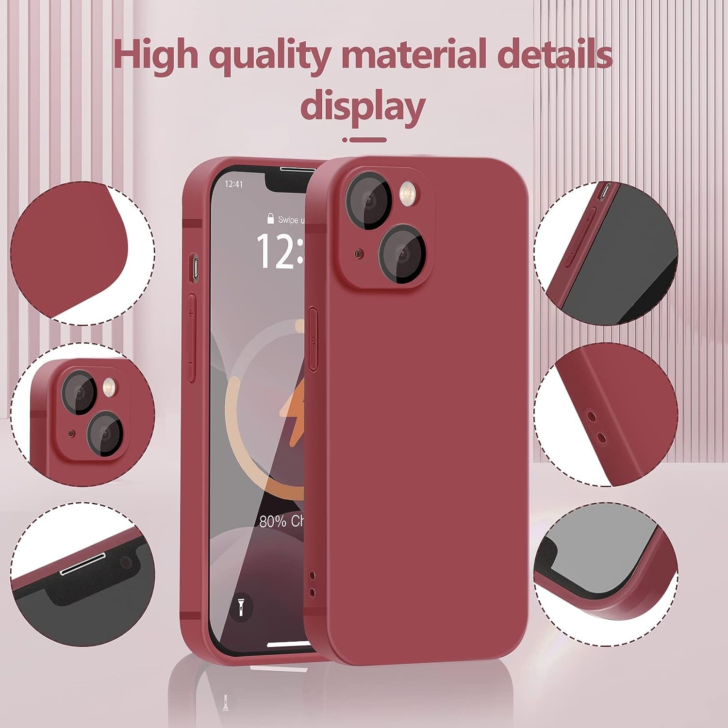YZR Silicone Case Compatible with Iphone 13 Case (6.1 Inch 2021), with Camera Protection, Liquid Silicone Phone Case (Hawthorn Red)  YZR   