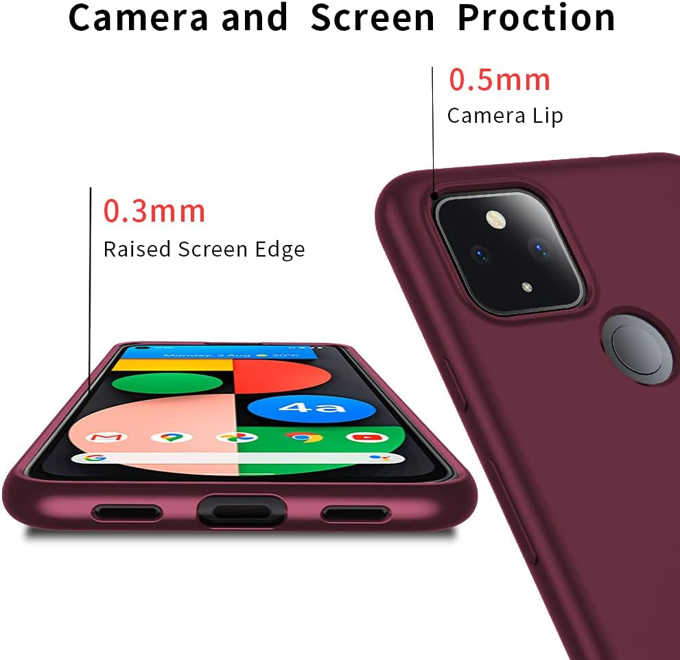 X-Level Google Pixel 4A 5G Case Thin Ultra Slim Fit Mobile Phone Case Soft Flexible TPU Matte Finish Light Coating Grip Full Protective Phone Back Cover for Women Compatible Google 4A 5G-Wine Red  X-level   