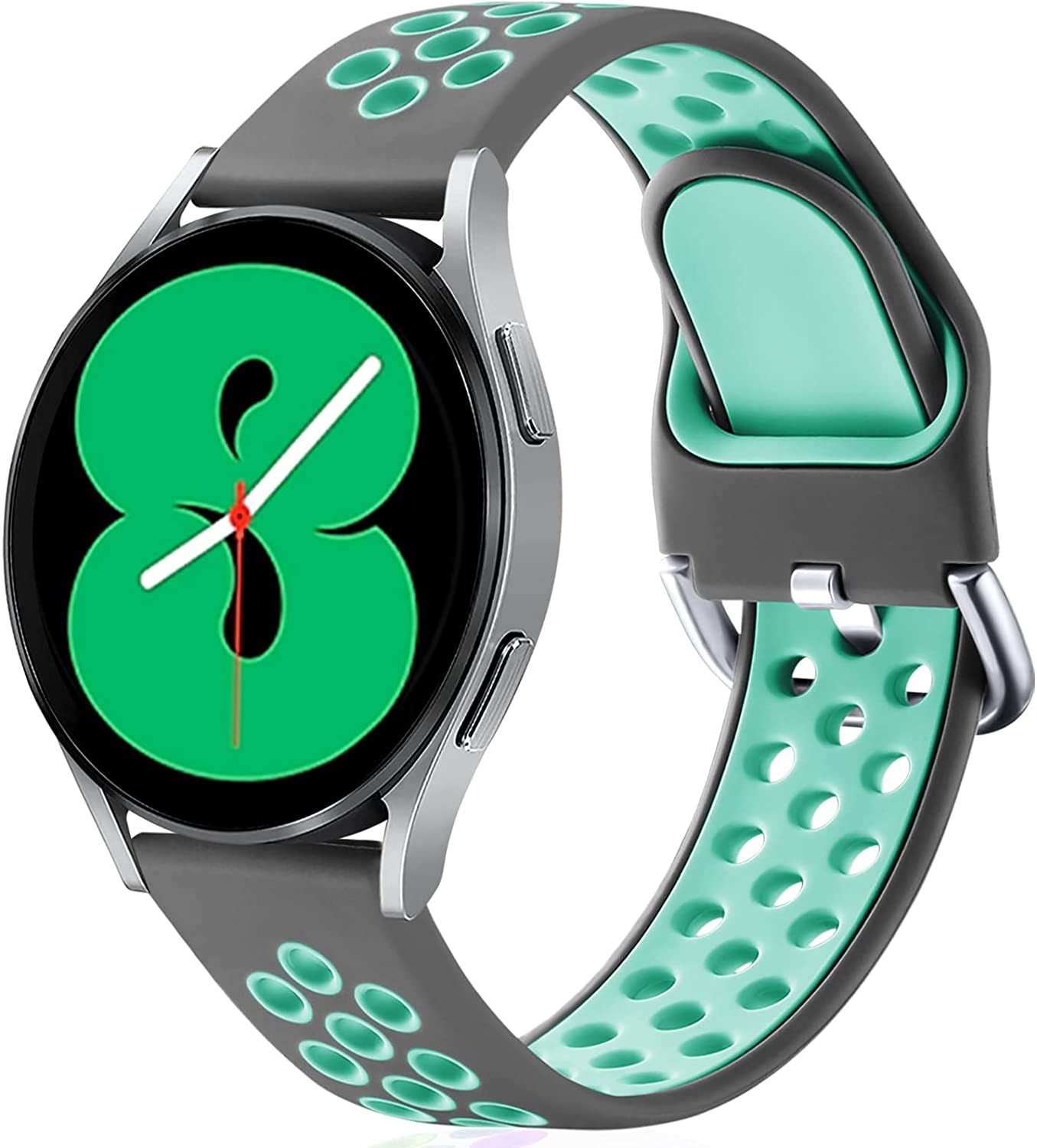 Lerobo Sport Bands Compatible with Samsung Galaxy Watch 4 Band/Galaxy Watch 5 Band,Active 2 Watch Bands/Galaxy Watch 3 Band/Galaxy Watch Band, 20Mm Soft Silicone Sport Strap Replacement Women Men  Lerobo Gray-Teal Large 