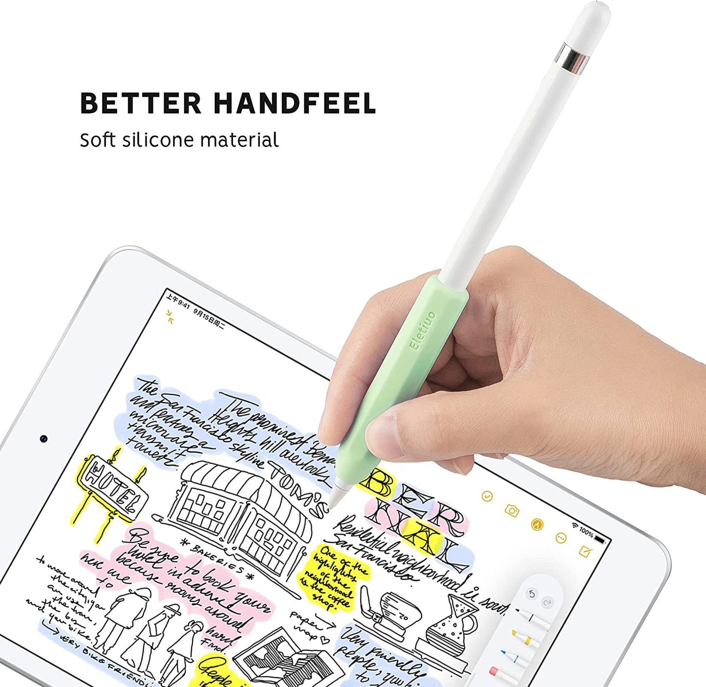 3 Sizes Silicone Grip Holder Protective Skin Sleeve Cover Case Accessories,Compatible with Apple Pencil 1St / 2Nd Gen, for Ipad Pro 9.7"/10.5"/11" /12.9",Mint Green (S, M, L)  Litumfen   