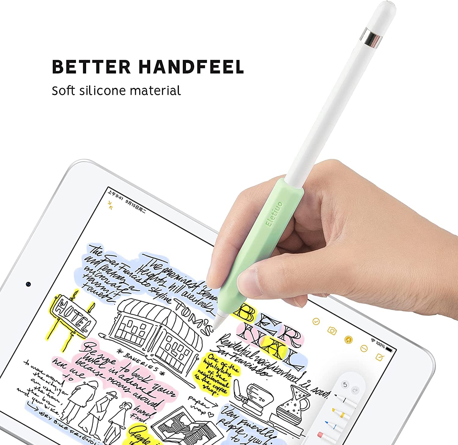 3 Sizes Silicone Grip Holder Protective Skin Sleeve Cover Case Accessories,Compatible with Apple Pencil 1St / 2Nd Gen, for Ipad Pro 9.7"/10.5"/11" /12.9",Mint Green (S, M, L)  Litumfen   