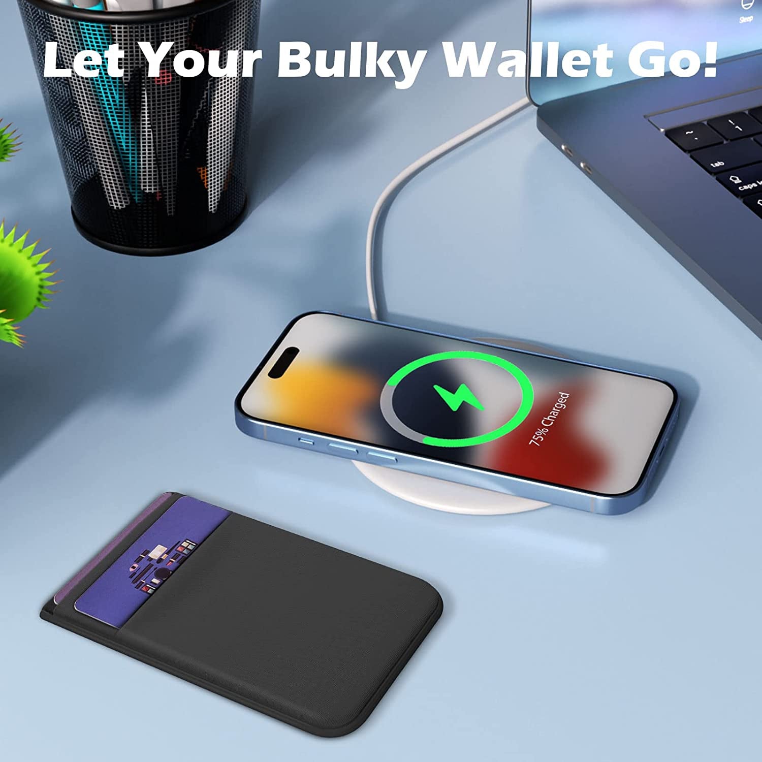 Imluckies Magnetic Wallet for Iphone Magsafe, Double Stretchy Fabric Pocket Wallet, Magnet Credit ID Card Wallet Holder for Iphone 14 Pro Max / 14 Pro / 14 plus / 14/13/12 Series Mini, Black  imluckies   