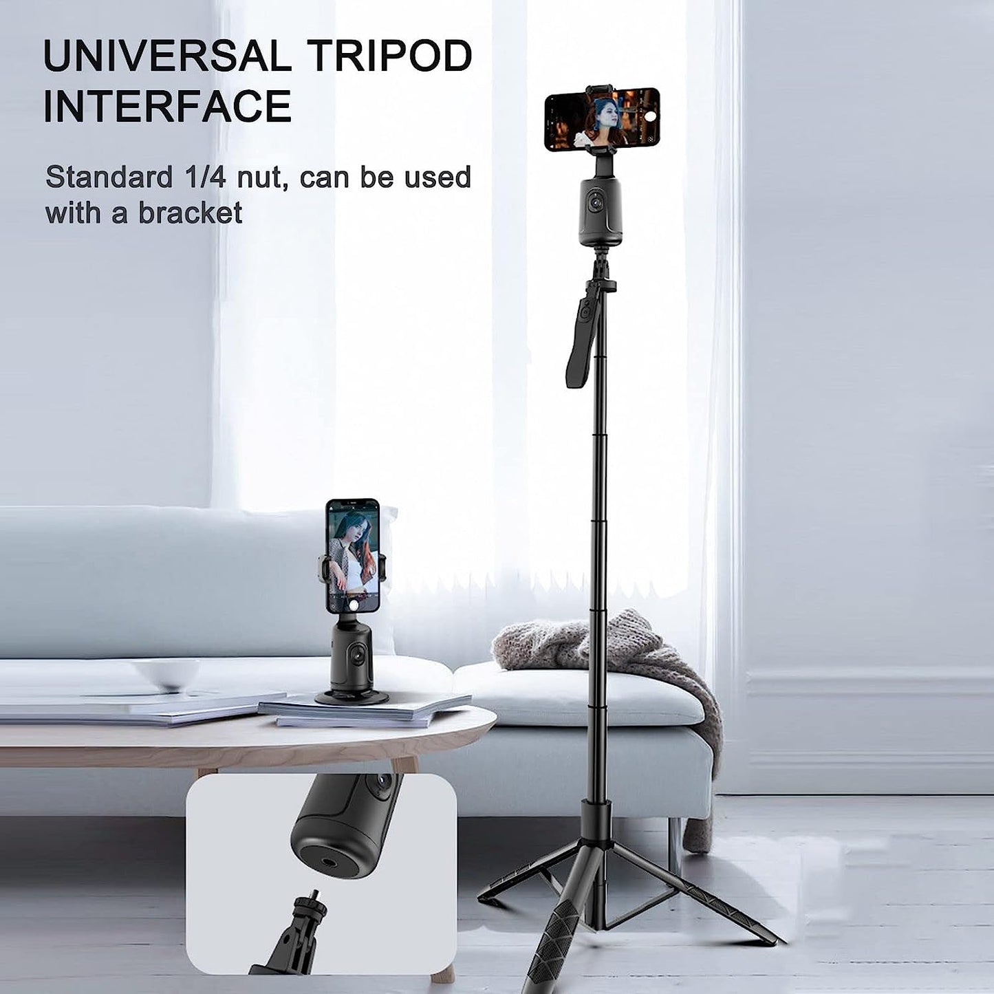 360 ° Rotating Cell Phone Follow the Shooting Gimbal Bracket, Intelligent Face Identification Stabilizer, Live Photography Automatic Tracking Steady Shooters, Suitable for All Cell Phone (Black)  SULEES   