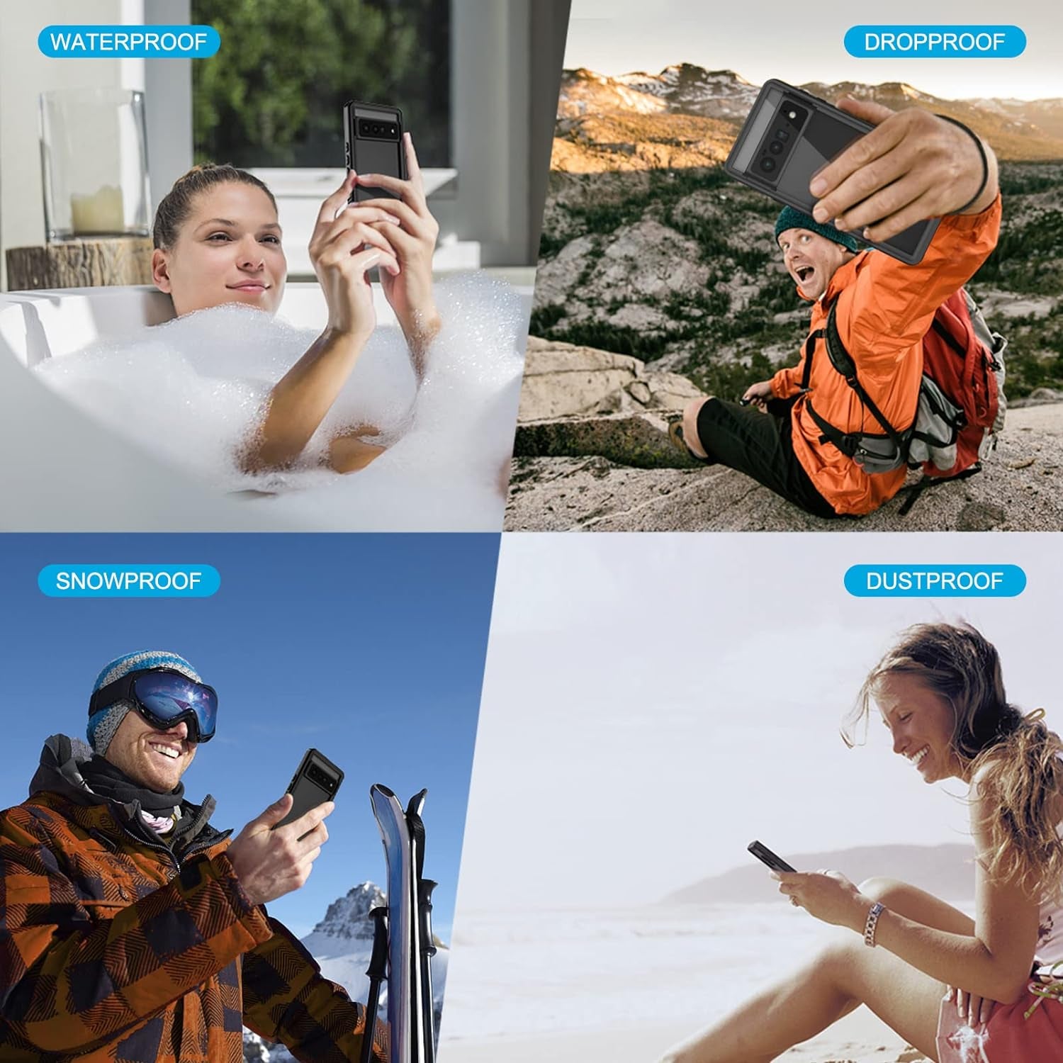 Lanhiem Pixel 6 Pro Case, IP68 Waterproof Dustproof Case with Built-In Screen Protector, Rugged Full Body Shockproof Protective Case for Google Pixel 6 Pro, Black/Clear  Lanhiem   