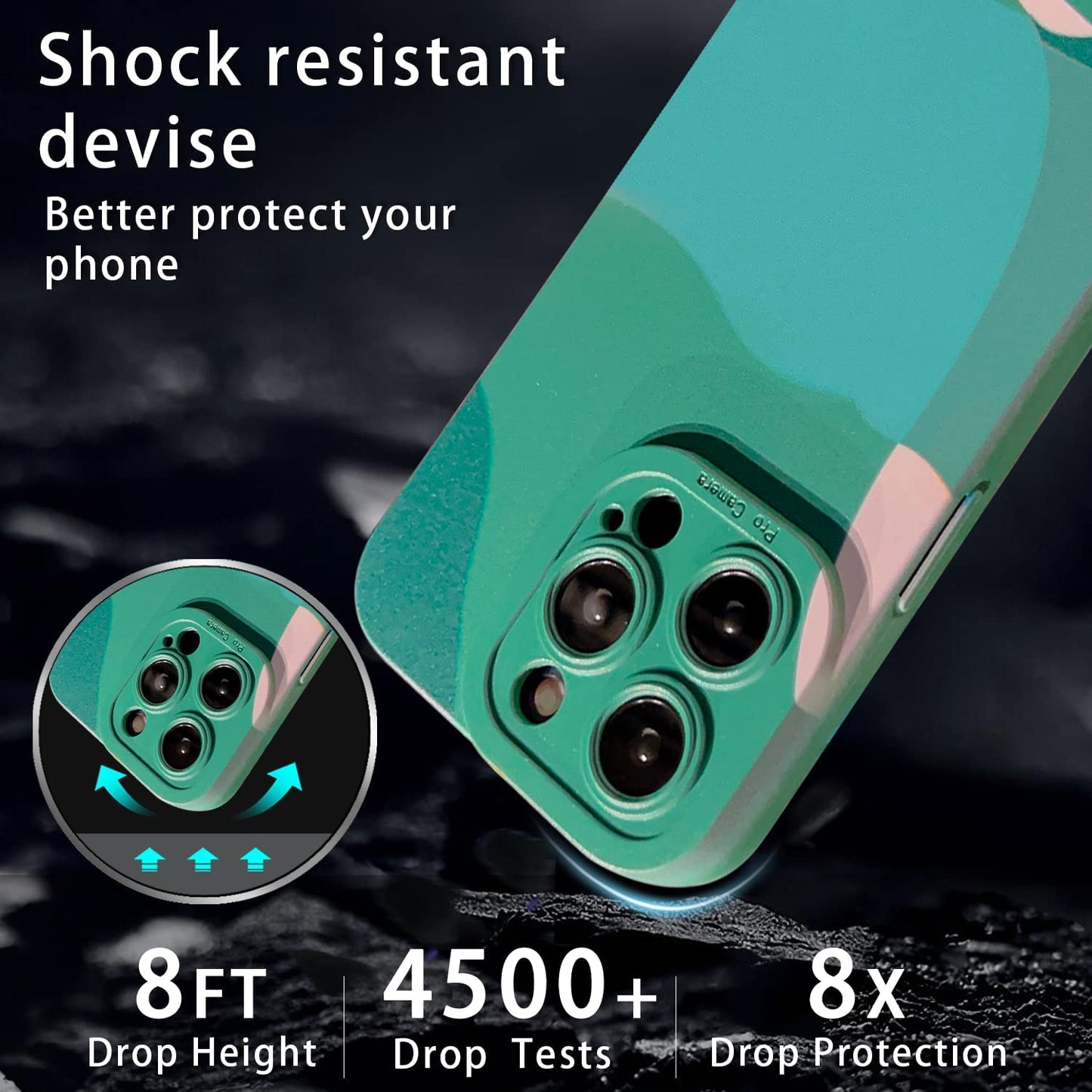 YKCZL Compatible with Iphone 14 Pro Max Case,Cute Painted Art Heart Pattern Full Camera Lens Protective Slim Soft Shockproof Phone Case for Women Girls-Dark Green  YKCZL   