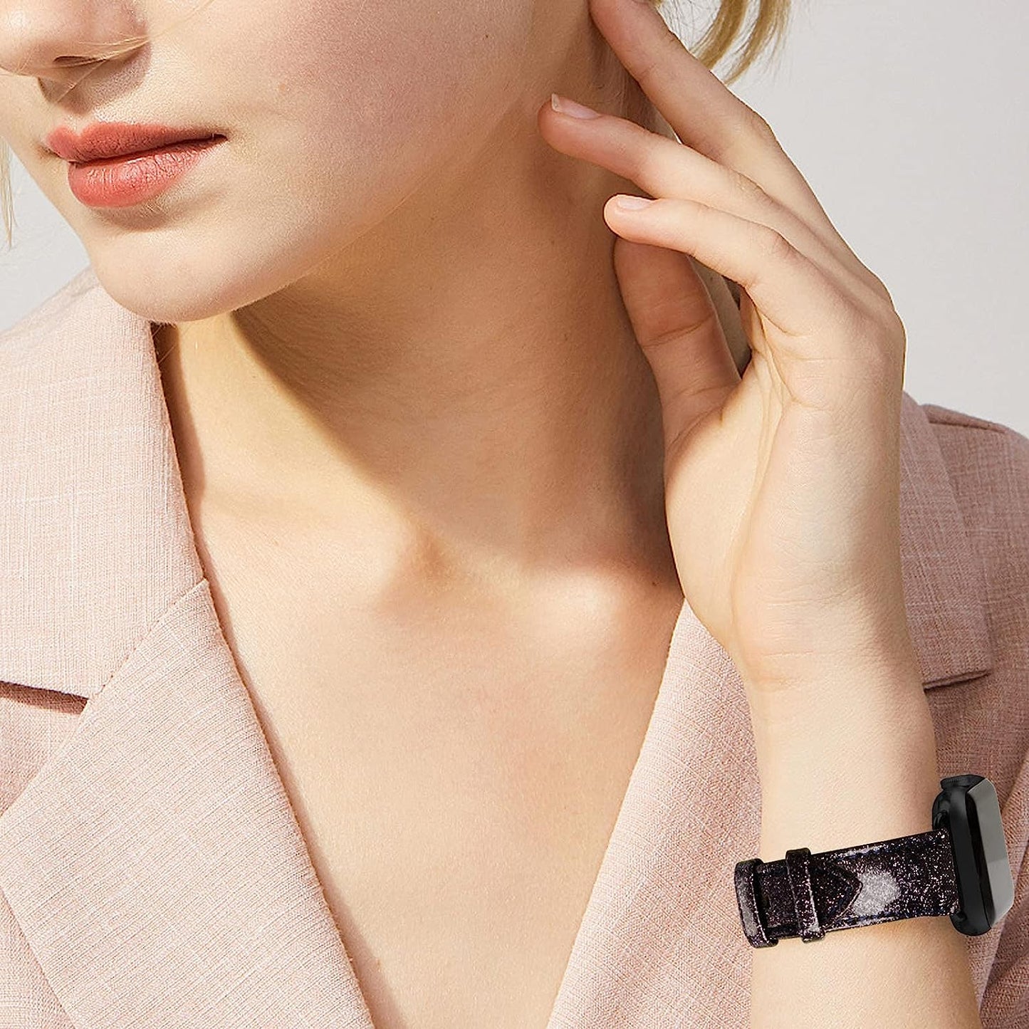 Aladrs Bling Leather Strap Compatible for Apple Watch Band 38Mm 40Mm 41Mm, Sparkly Glitter Wristband for Iwatch Series 8 7 (41Mm) Series 6 5 4 SE (40Mm) Series 3 2 1 (38Mm), Dark Purple  ALADRS   