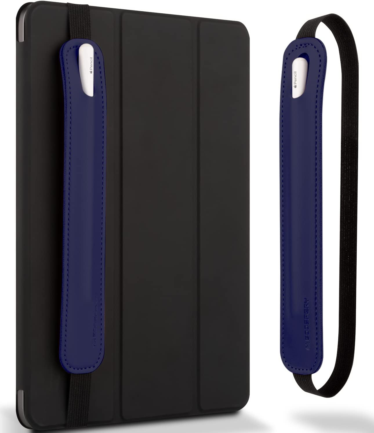 Goospery Pencil Holder Compatible with Apple Pencil Case(1St & 2Nd Generation)Stylus Pen Sleeve PU Leather Accessories Elastic Band for All Tablets Including Ipad Pro 12.9 11 Inch Air 4Th - Dark Grey  GOOSPERY Dark Blue  