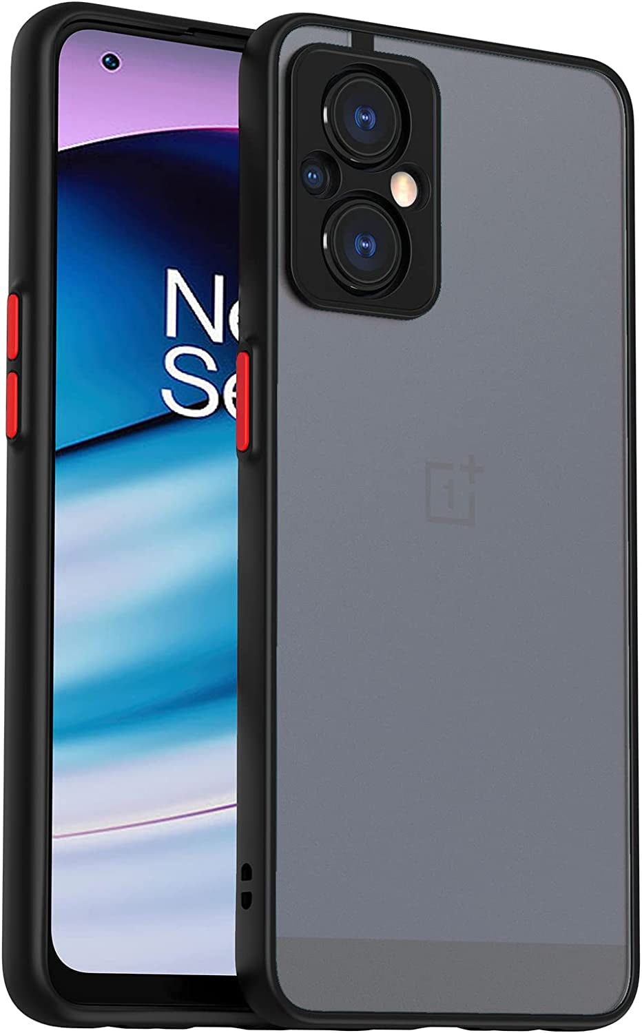 MAKAVO Slim Fit for Oneplus Nord N20 5G Case with Screen Protector [Ultra Thin] [Camera Cover] Full Protection Flexible Bumper Hard Matte PC Back Cover for One plus N20 5G (Red)  MAKAVO Black  