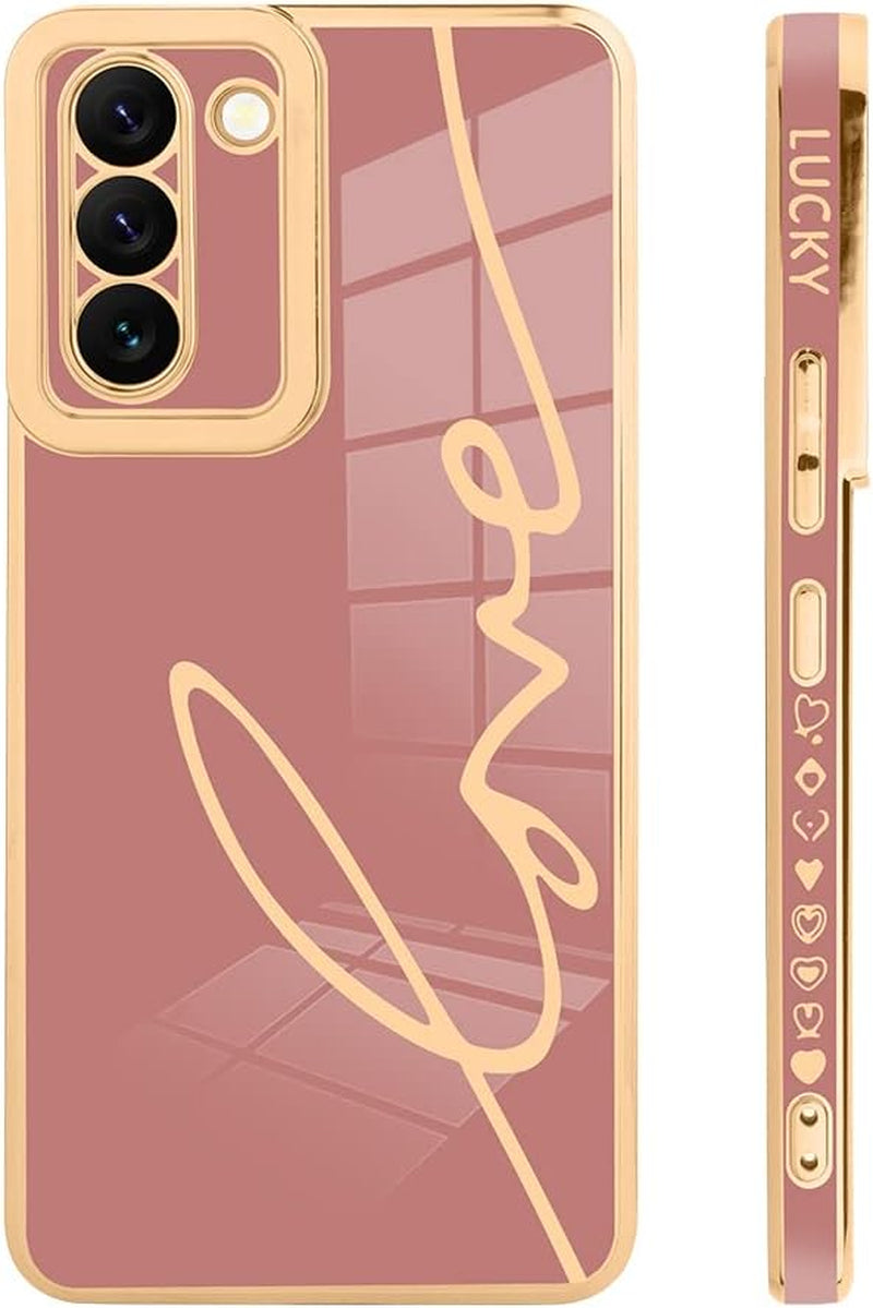 Bonoma for Samsung Galaxy S21 plus Case Love Letter Graphic Plating Electroplate Luxury Elegant Case Camera Protector Soft TPU Shockproof Protective Back Cover Galaxy S21 plus Case -Pink  Bonoma   