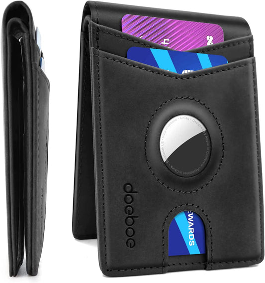 Wallet for Men Designed with Airtag Holder, Airtag Wallet Genuine Leather, Airtags Wallet Case Credit Card Accessories Women, RFID Blocking Slim Bifold Wallet for Apple Airtag GPS [ No Airtag ]  doeboe US   