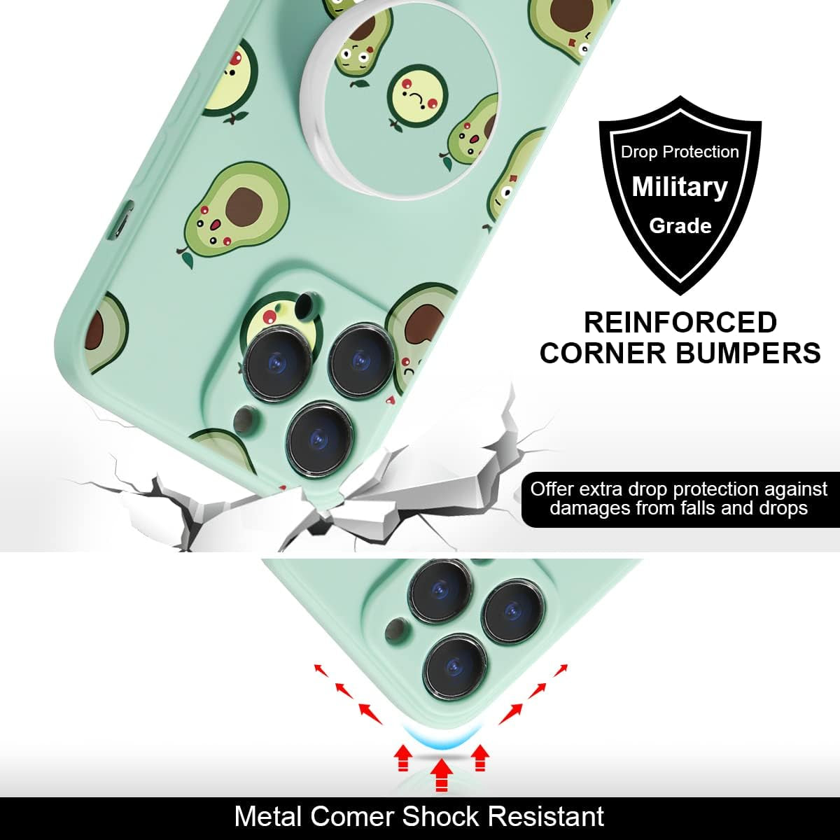 KAPUCTW Case for Xiaomi Mi 11 Lite/11 Lite 5G NE, 6.55" with Stand Grip Holder, Slim Silicone Shockproof Soft TPU Light Green Cover with Painting Pattern for Girl Women for Xiaomi Mi 11 Lite,Avocados  KAPUCTW   