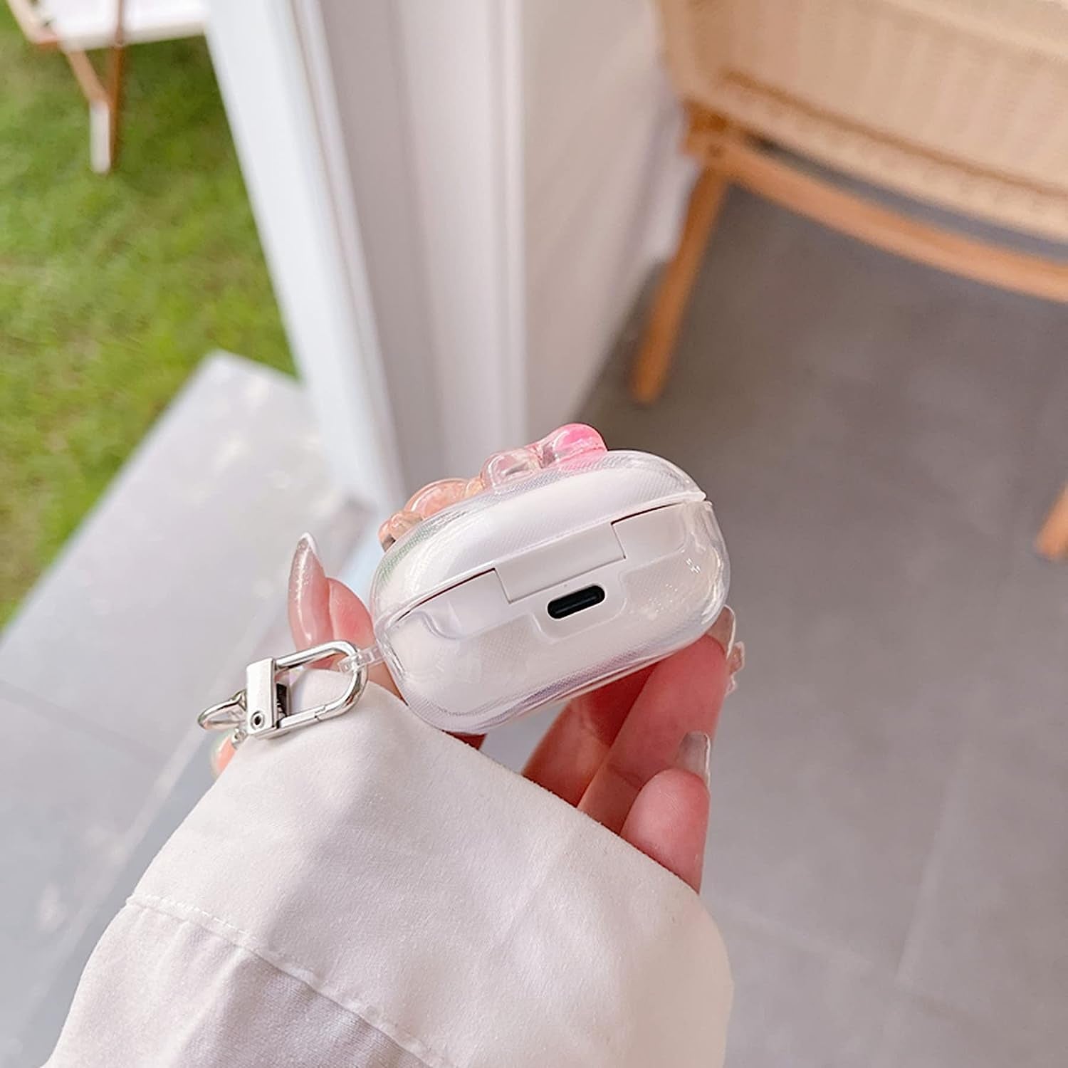 AOLABOKY Earphone Case for Samsung Galaxy Buds Live/Buds Pro/Buds 2 Charging Box,Cute Cartoon Bear Rabbit Transparent Earphone Protective Case with Keychain (Bear)  AOLABOKY   