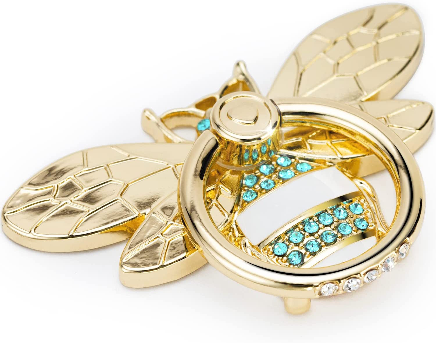 Phone Ring Holder with Crystal, Allengel Bee Phone Ring Grip Finger Kickstand, Gold Black  Allengel gold white iceblue  