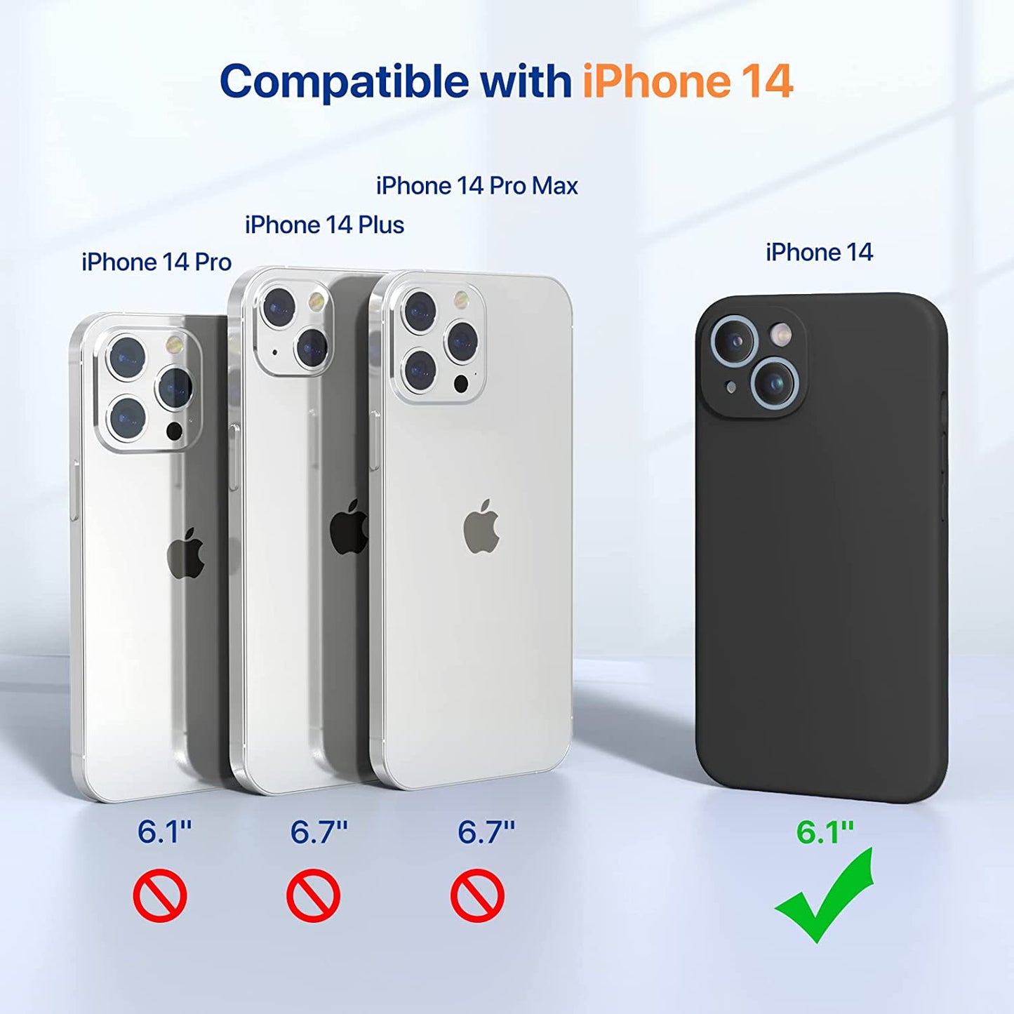 Miracase Designed for Iphone 14 Case with Screen Protector,[Upgraded Enhanced Camera Protection],Shockproof Liquid Silicone Case with Microfiber Lining, 6.1 Inch,Black  Miracase   