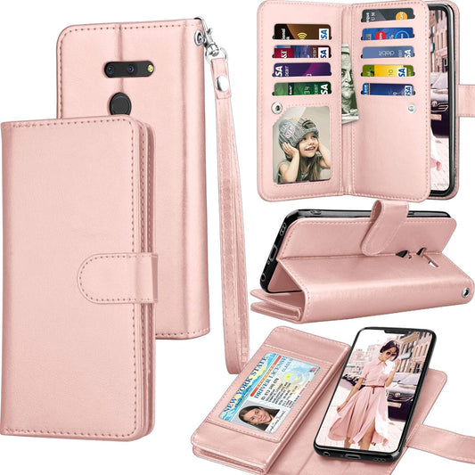 Tekcoo Wallet Case for LG G8 / LG G8 Thinq 2019, Luxury ID Cash Credit Card Slots Holder PU Leather Carrying Purse Folio Flip Cover Cases [Detachable Magnetic Hard Case] Kickstand Strap [Rose Gold]  Tekcoo   