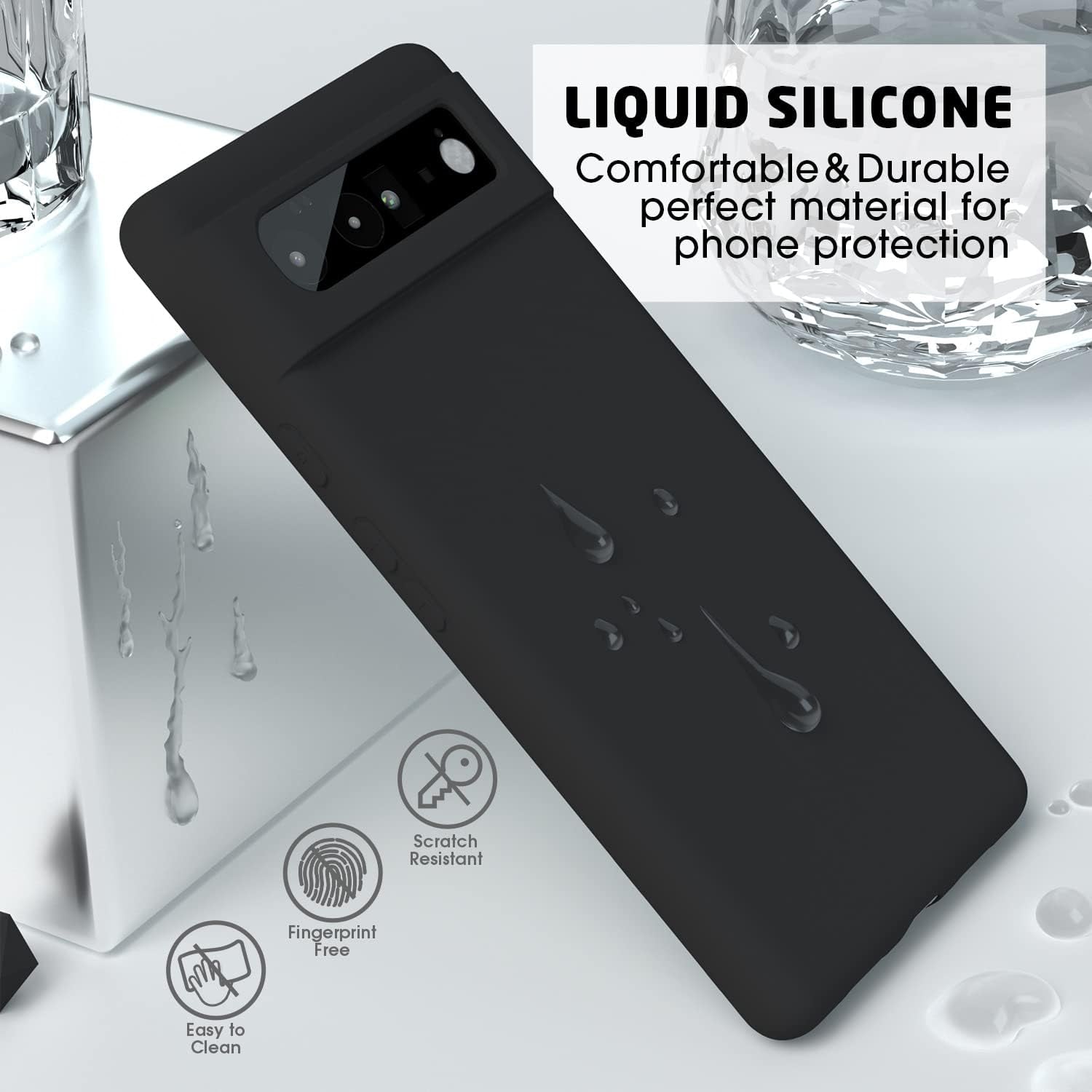 ABITKU Compatible with Google Pixel 6 Pro Case, Slim Silicone Gel Rubber Case Cover (With Microfiber Lining) Full Body Shockproof Design for Google Pixel 6 Pro - 6.7 Inch 2021 (Black)  ABITKU   