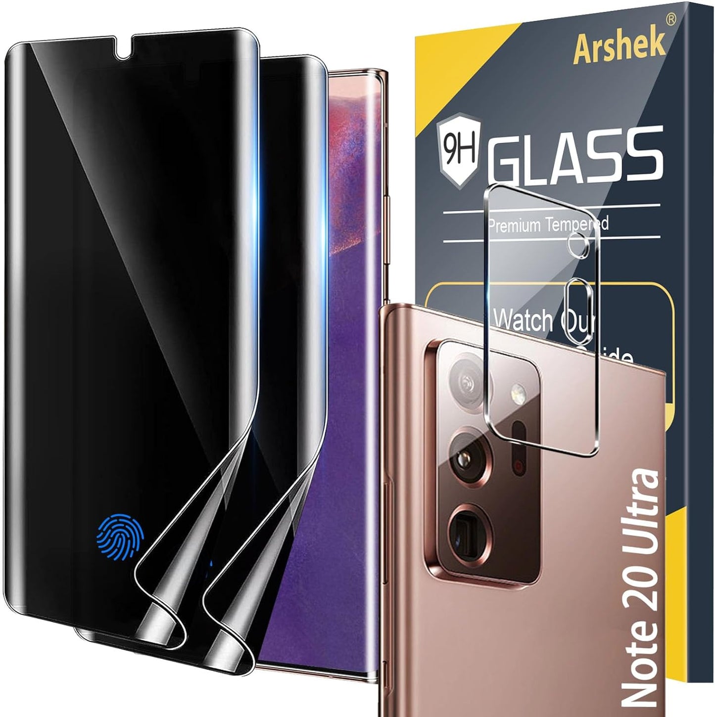 [2+2 Pack] for Google Pixel 6 Pro Screen Protector, 9H Tempered Glass, Ultrasonic Fingerprint Compatible, 3D Curved, HD Clear Scratch Resistant for Google Pixel 6 Pro 5G Glass Screen Protector  Arshek Note 20 Ultra Privacy-230  