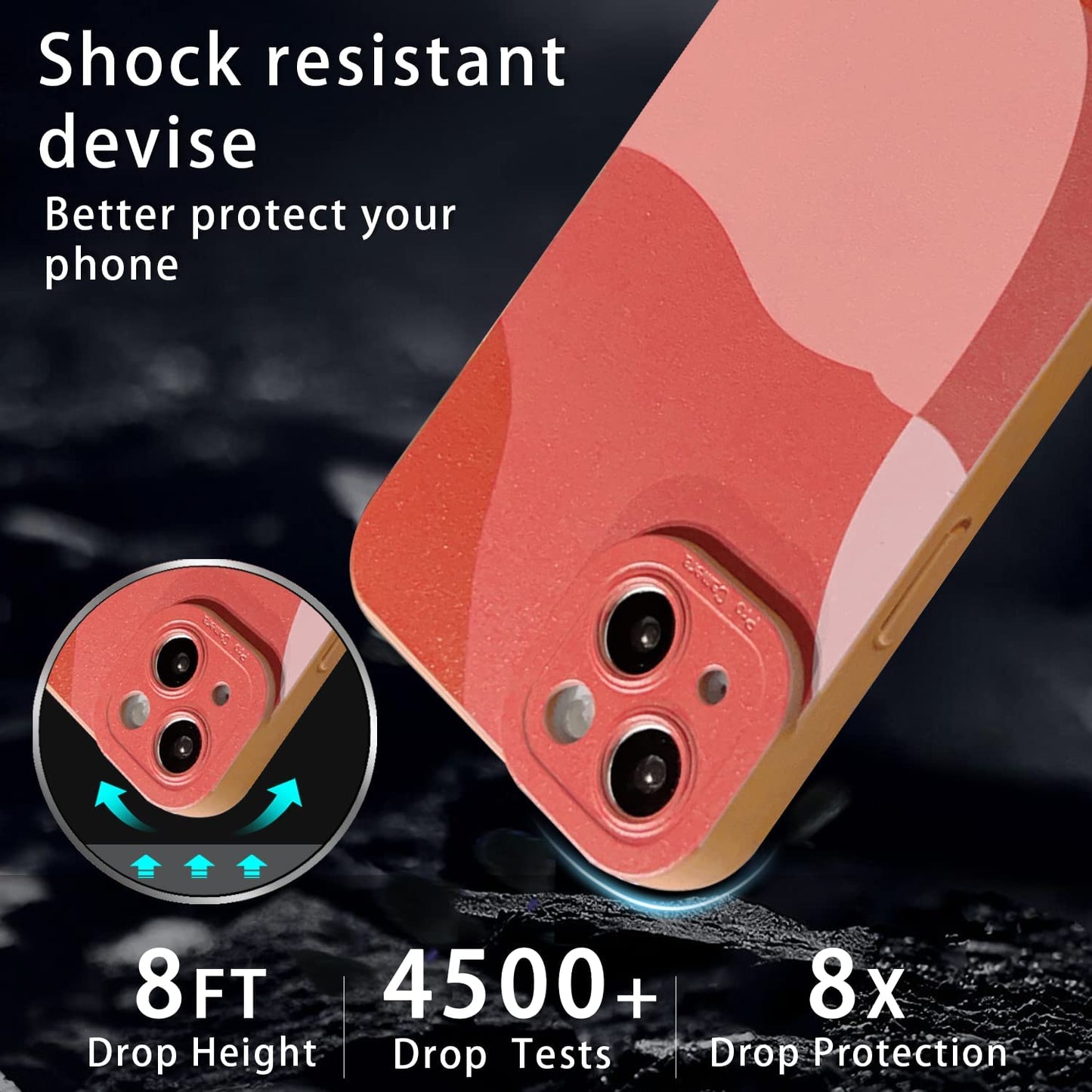 YKCZL Compatible with Iphone 14 plus Case,Cute Painted Art Heart Pattern Full Camera Lens Protective Slim Soft Shockproof Phone Case for Women Girls-Brown  YKCZL   