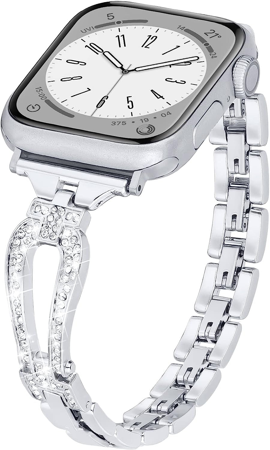 MOFREE Bling Band Compatible for Apple Watch Band 38Mm 40Mm 41Mm 42Mm 44Mm 45Mm Iwatch Series SE 8 7 6 5 4 3 2 1,Dressy Jewelry Diamond Rhinestone Stylish Metal Wristband Strap for Women  MOFREE   