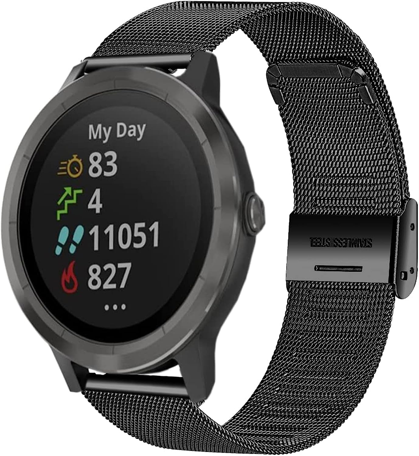 WIGERLON Compatible with Garmin Vivoactive 4S Bands 40Mm,Vivomove 3S Band 39Mm,Garmin Venu 2S Bands Fits 18Mm Watch Lugs,Stainless Steel Mesh Milanese Bands for Fossil Venture Gen 4 Hr/Gen 3,Women'S Gen 5E 42Mm  WIGERLON Black  