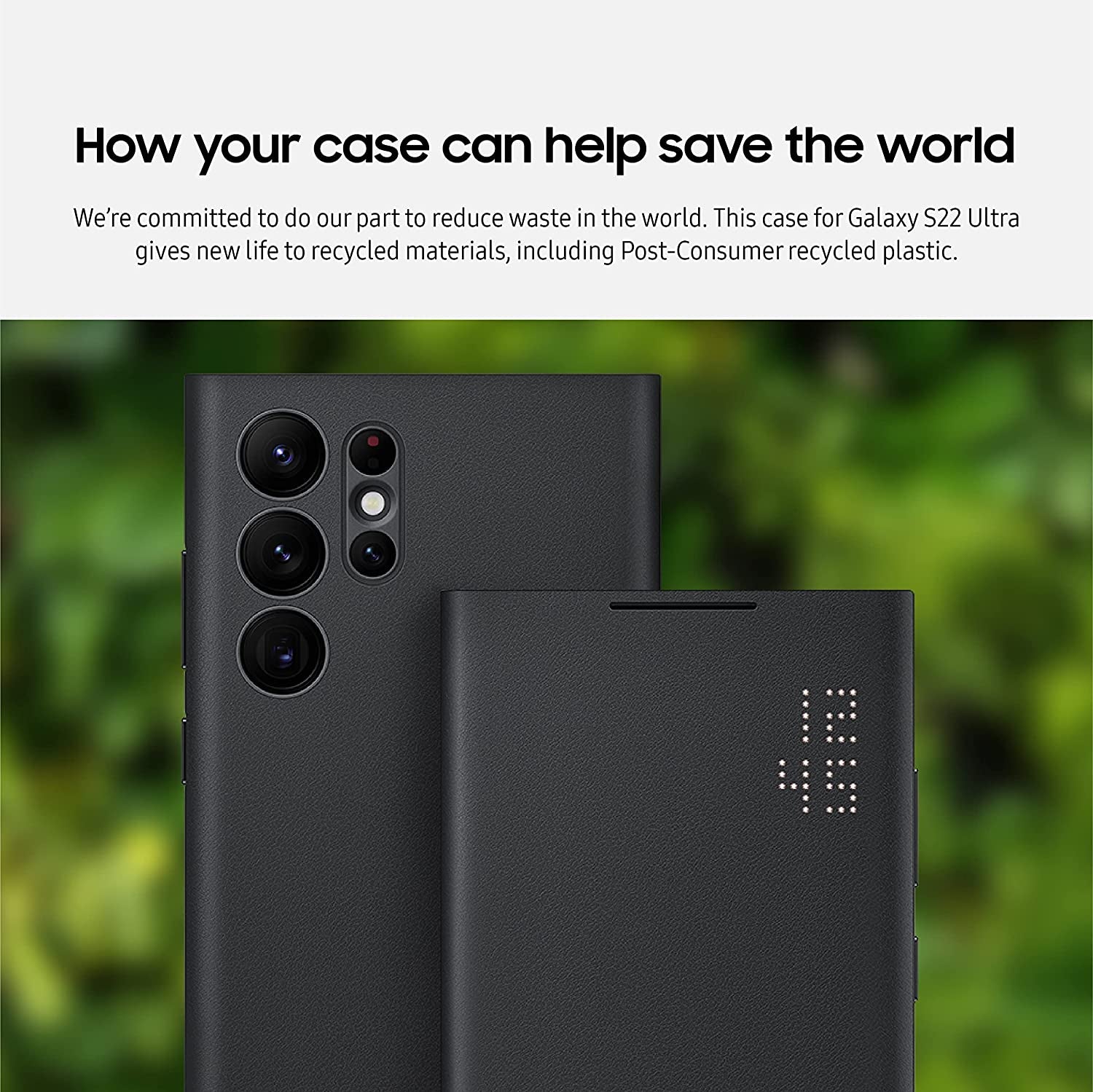 Samsung Galaxy S22 Ultra LED View Cover, Protective Phone Case, Tap Control, Card Pocket, Customizable, Shockproof, US Version, Light Gray, (EF-NS908PJEGUS)  Samsung   