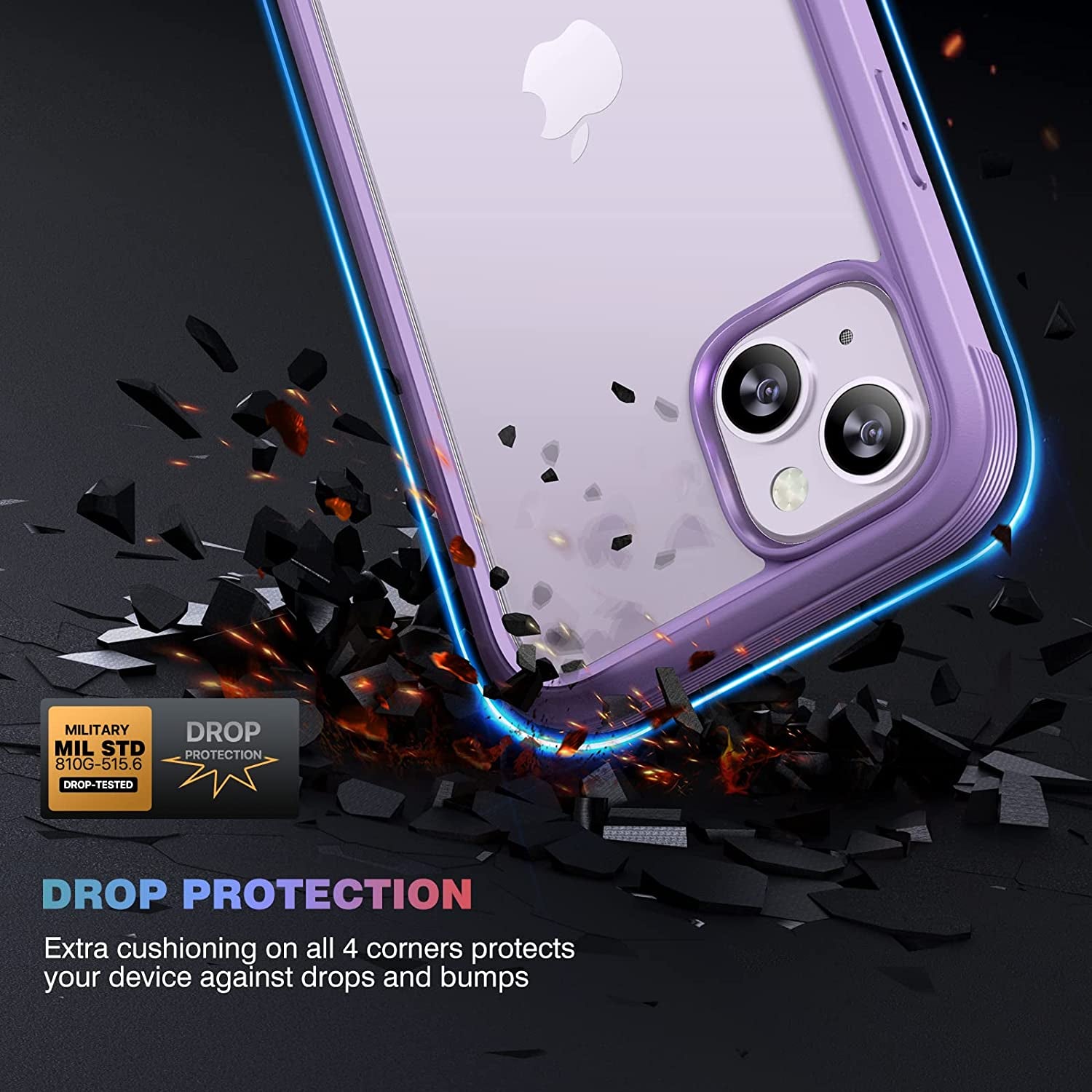 Diaclara Designed for Iphone 14 Case, Full Body Rugged Case with Built-In Touch Sensitive Anti-Scratch Screen Protector, with Camera Lens Protector for Iphone 14 6.1" (Peri Purple)  Diaclara   