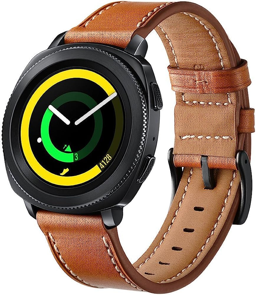 20Mm Leather Band for Samsung Galaxy Watch 5 Pro 45Mm Bands and Galaxy Watch 5 40Mm 44Mm Bands, Watch Band Compatible with Galaxy Watch 4 Band 40Mm 44Mm Galaxy Watch 4 Classic Band 42Mm 46Mm  Kartice Brown  