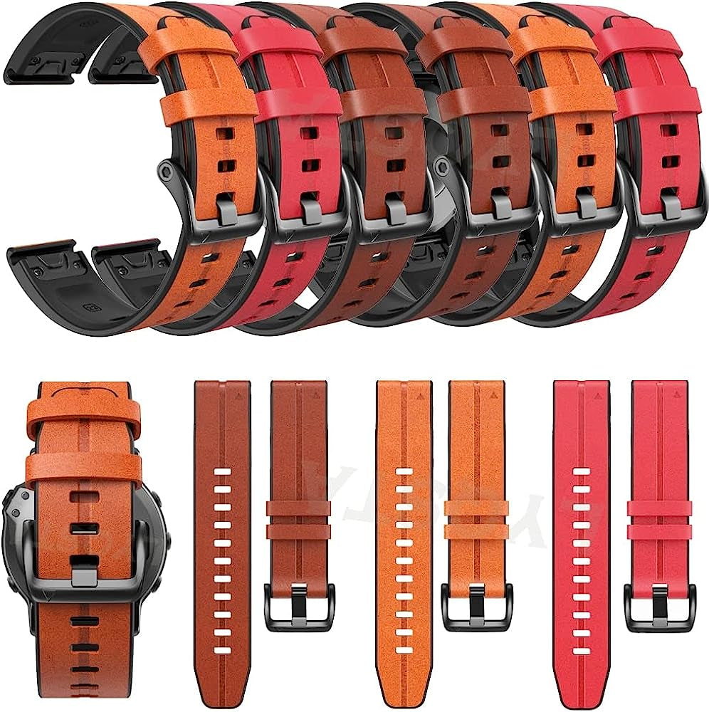 IRJFP 22 26Mm Silicone Bracelet Watchbands Quickfit Straps for Garmin Fenix 7X 7 6 6X Pro 5X 5 D2/Tactix 7 Leather Smart Watch Bands  IRJFP   