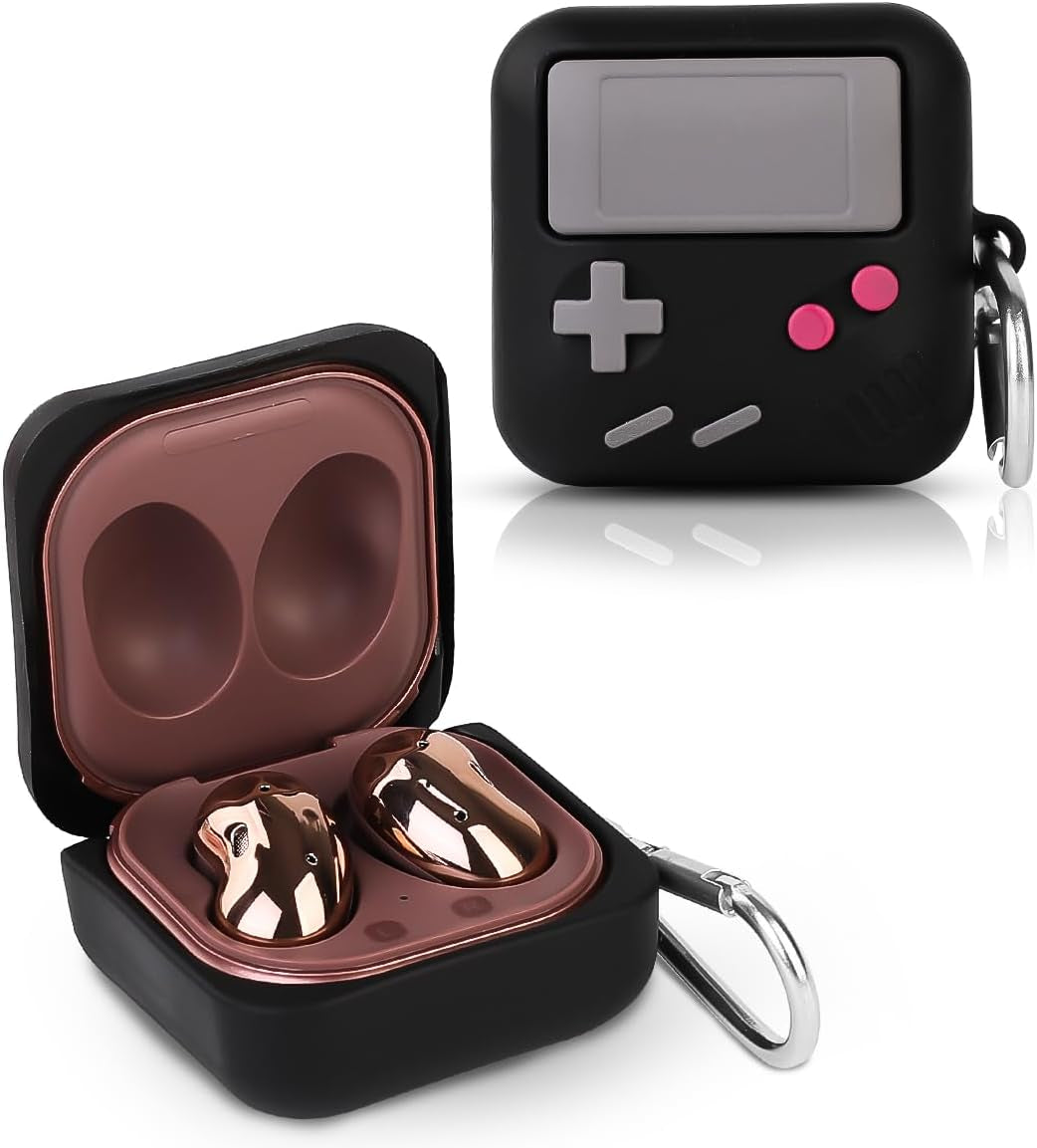 Suublg Silicone Earbuds Case Protective Cover with Keychain for Samsung Galaxy Buds2 Pro Earbuds(2022) /Galaxy Buds 2 (2021) /Galaxy Buds Pro (2021) /Galaxy Buds Live Earphones(2020)  Suublg RetroGPblack  