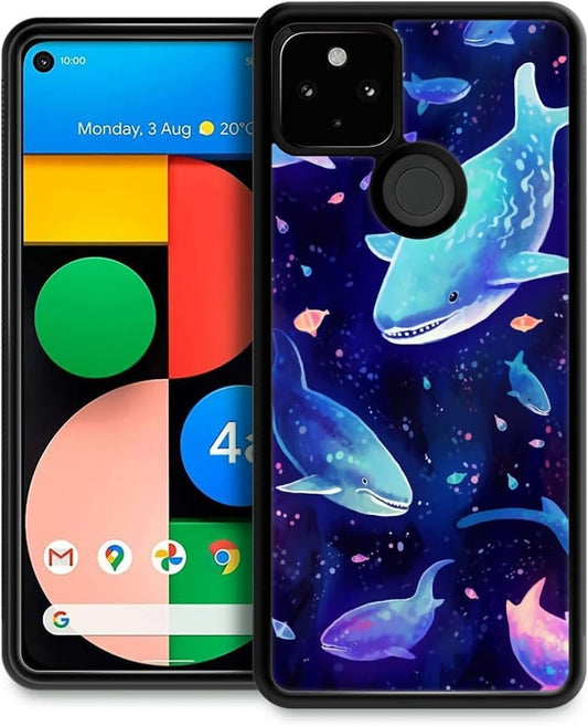 CARLOCA Compatible with Google Pixel 5 Case,Corlorful Purple Shark Pattern Design for Girl Boy Shockproof Anti-Scratch Case for Google Pixel 5  CARLOCA   