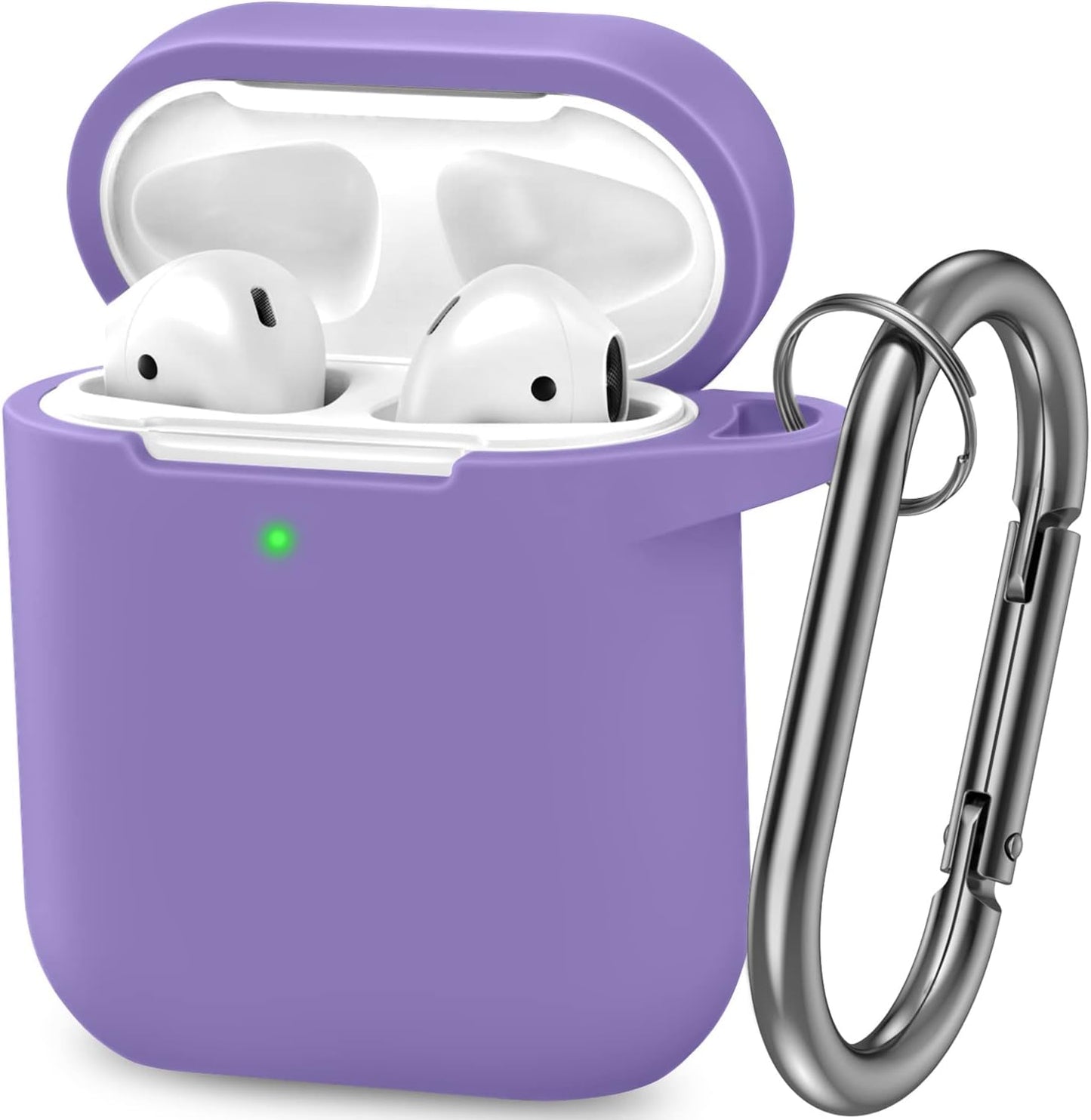 ATUAT Airpods Case Cover, Full Protective Silicone Skin Dust-Proof Designed for Apple Airpods 1St 2Nd Generation with Keychain, Front LED Visible, Light Blue  ATUAT B-Lavender  
