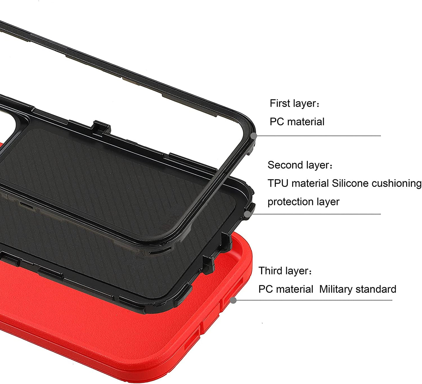 Compatible with Iphone 14 Pro Max Case Heavy Duty Protective Phone Case,Military Grade Full Body Protection Shockproof/Drop Proof Durable Phone Cover for Apple Iphone 14 Pro Max 6.7" Red/Black  droperprote   