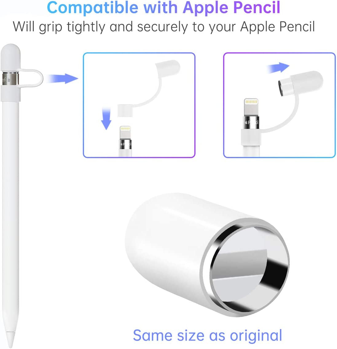 Magnetic Replacement Cap and Charger Adapter for Apple Pencil 1St Generation (With Silicone Protective Cap Holder)  Hiicopa   