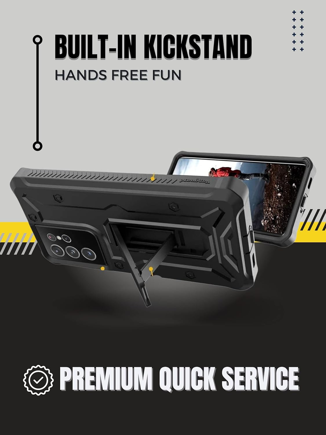 Armadillotek Vanguard Compatible with Samsung Galaxy S21 Ultra Case, Military Grade Full-Body Rugged with Built-In Kickstand [Screenless Version] - Black  ArmadilloTek   