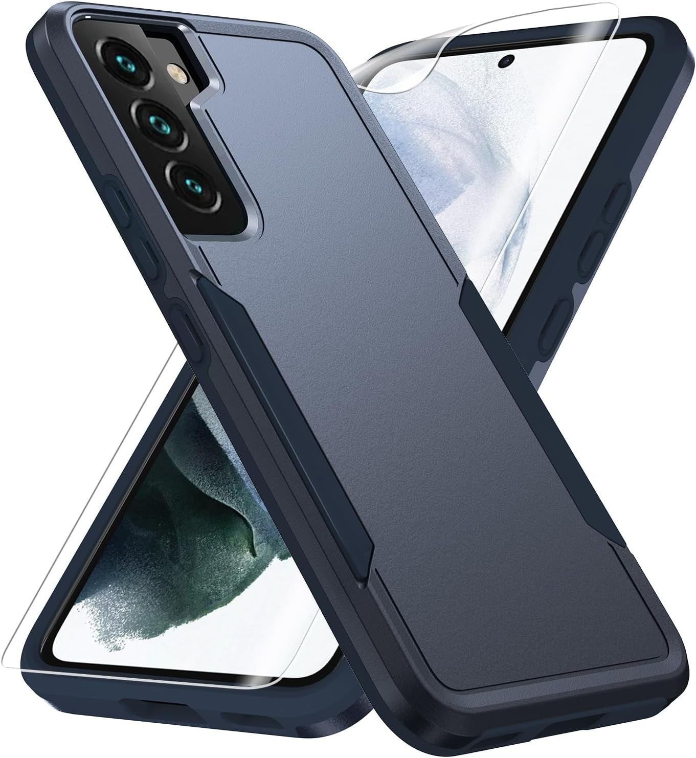 For Samsung Galaxy S22 Case, Galaxy S22 Case with HD Screen Protector [Military Grade Drop Tested] Heavy-Duty Tough Rugged Shockproof Protective Case for Samsung S22, Black  BOYOSS Blue  