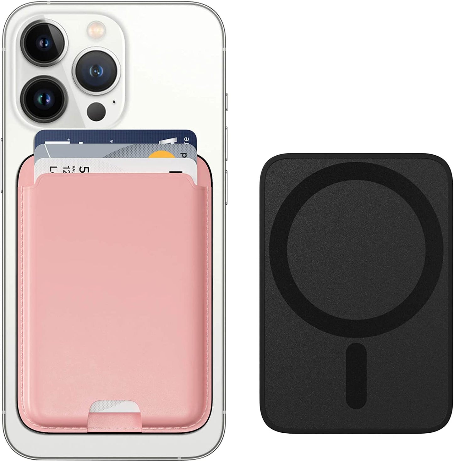 MAGKOTA Magsafe Wallet Compatible with Iphone 14 Pro Max/14 Pro/14 Plus/14/Iphone 13 Pro Max/13 Pro/13/Iphone 12 Pro Max/12 Pro/12/12 Mini,Iphone Leather Wallet with Magsafe, Max 3 Cards Black  MAGKOTA Pink  