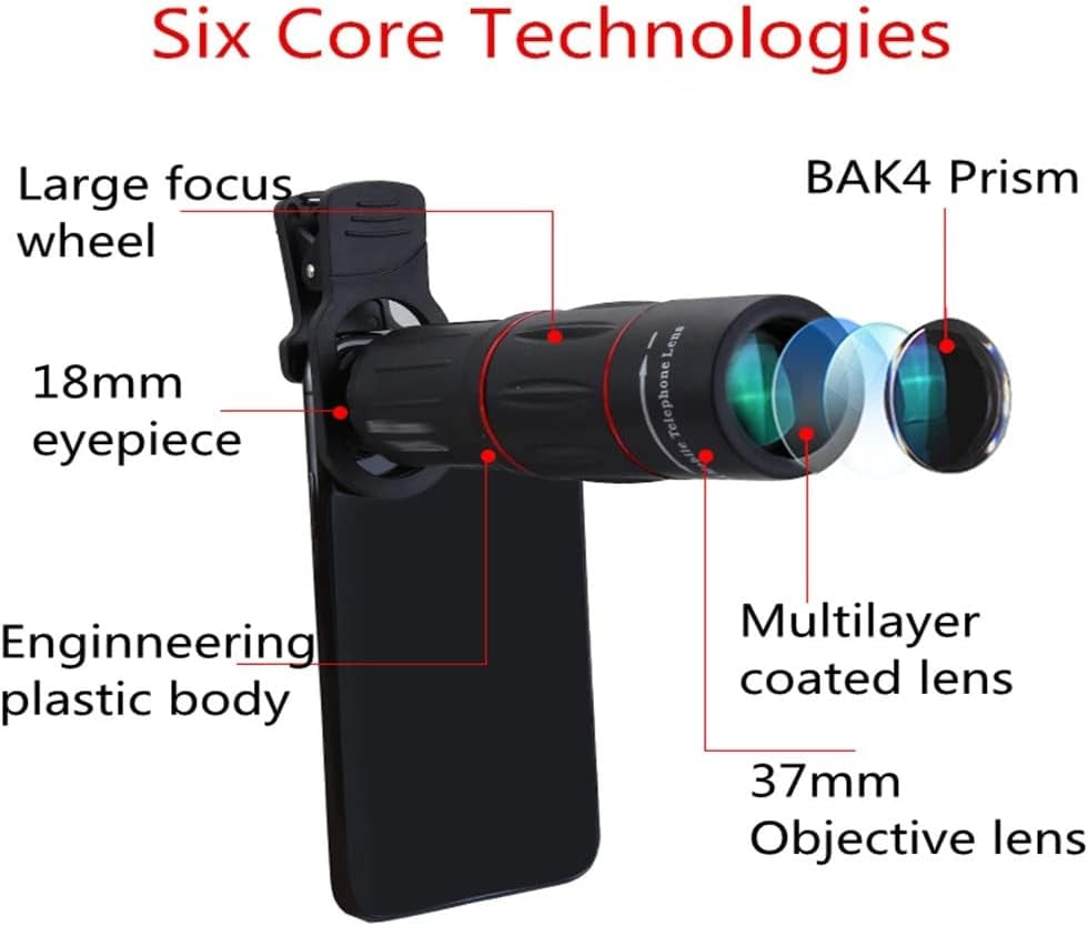 ZLXDP 18X Monocular Zoom Optical Cell Phone Lens Universal for Smartphones Clip Telephoto Camera Lens  zlxdp   