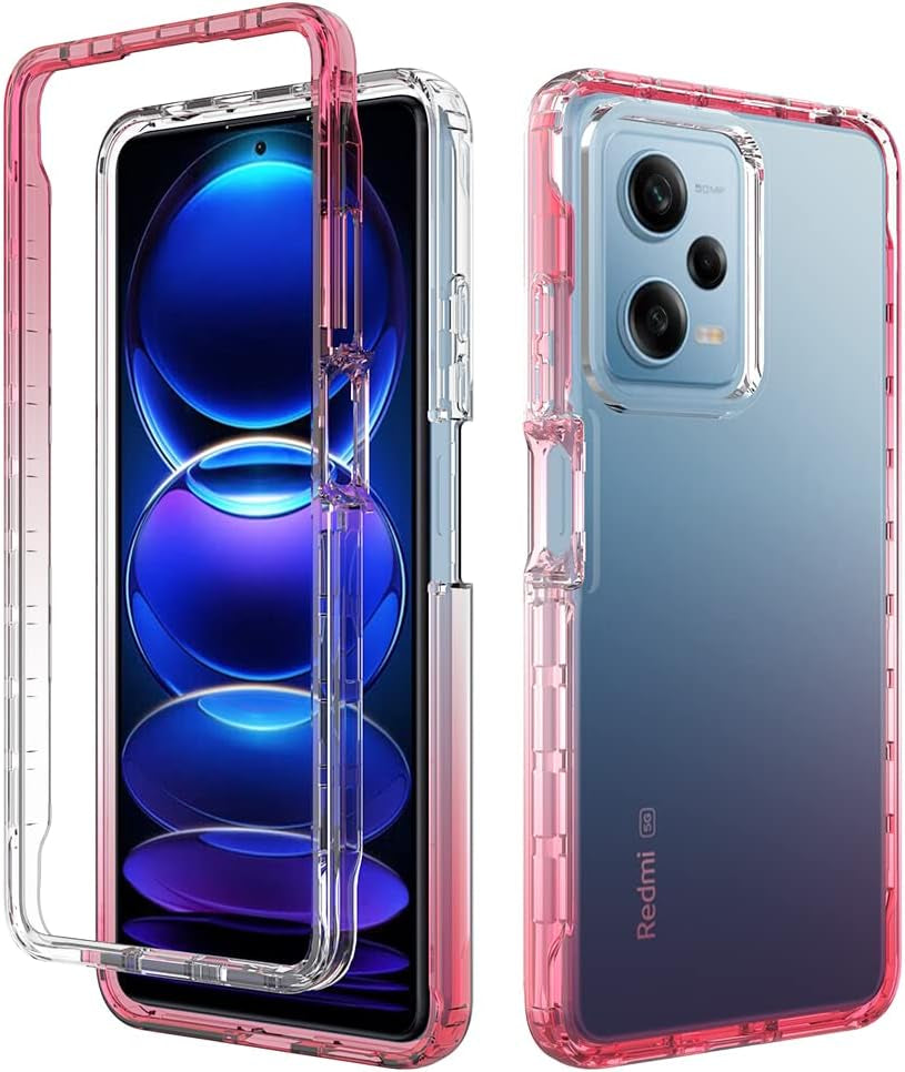 Pzwoxukhov Case for Redmi Note 12 Pro 5G Case Cover,Case for Xiaomi Poco X5 Pro High Transparency，Gradient Color,Anti-Drop Shock Absorption Case Black  Pzwoxukhov Red Redmi Note 12 Pro 5G / Xiaomi Poco X5 Pro 