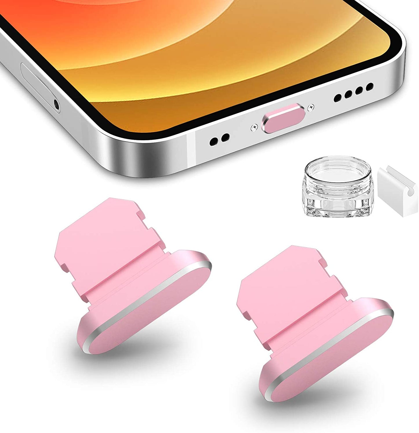 TITACUTE 2 Pack anti Dust Plugs for Iphone 14 Pro Max 13 11 12 Mini Dust Cover 8 Pin Dust Plug + Mini Storage Box Iphone Charging Port Plugs for Iphone Xs XR X 8 7 plus SE Airpods Ipad Mini Air Black  TITACUTE Rose Gold  