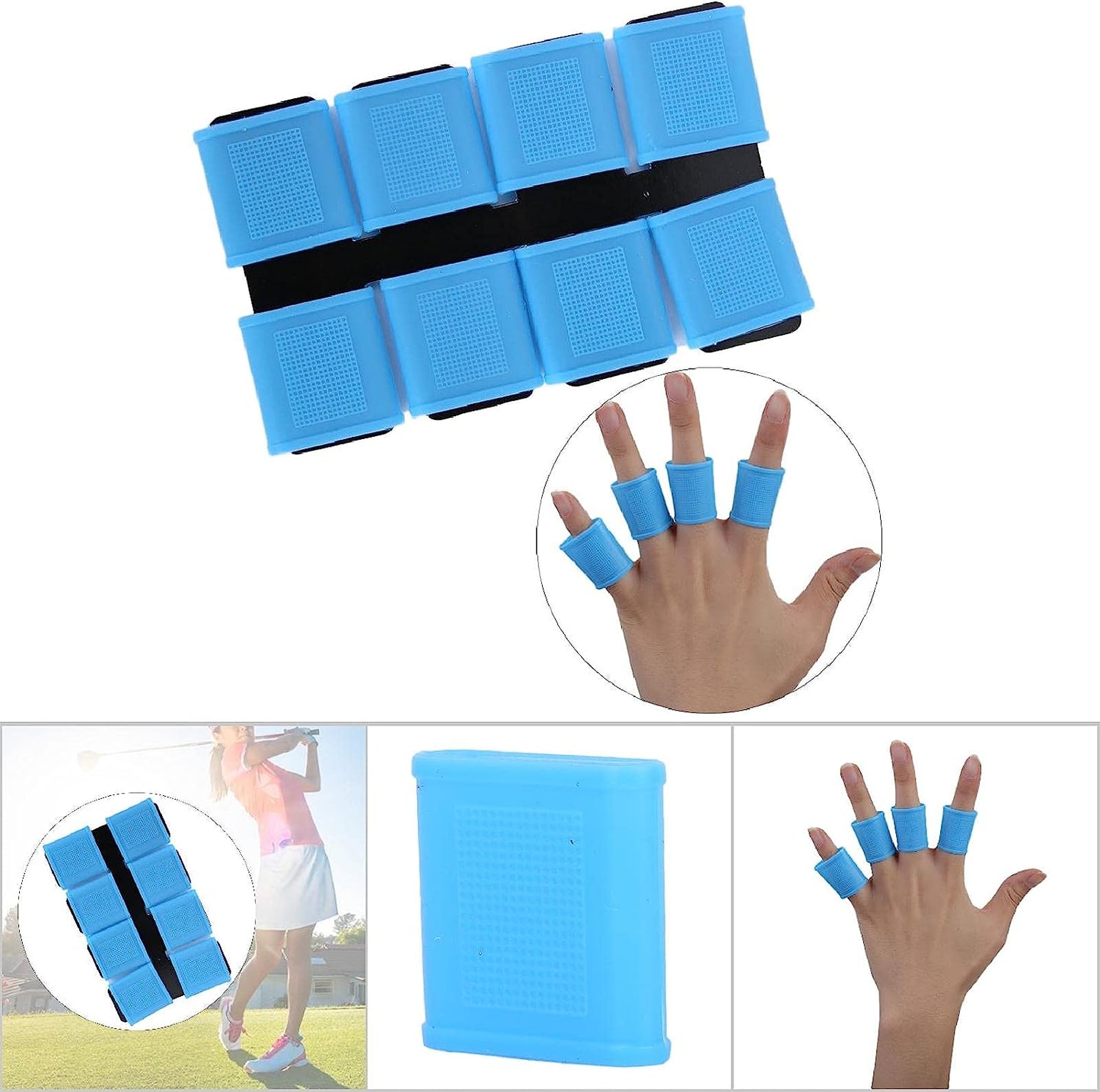Shanrya Silicone Finger Cover Anti-Slip Grain Design Lightweight and Portable 8Pcs Finger Band, Durable Finger Band, Wonderful Accessories for Player  Shanrya   