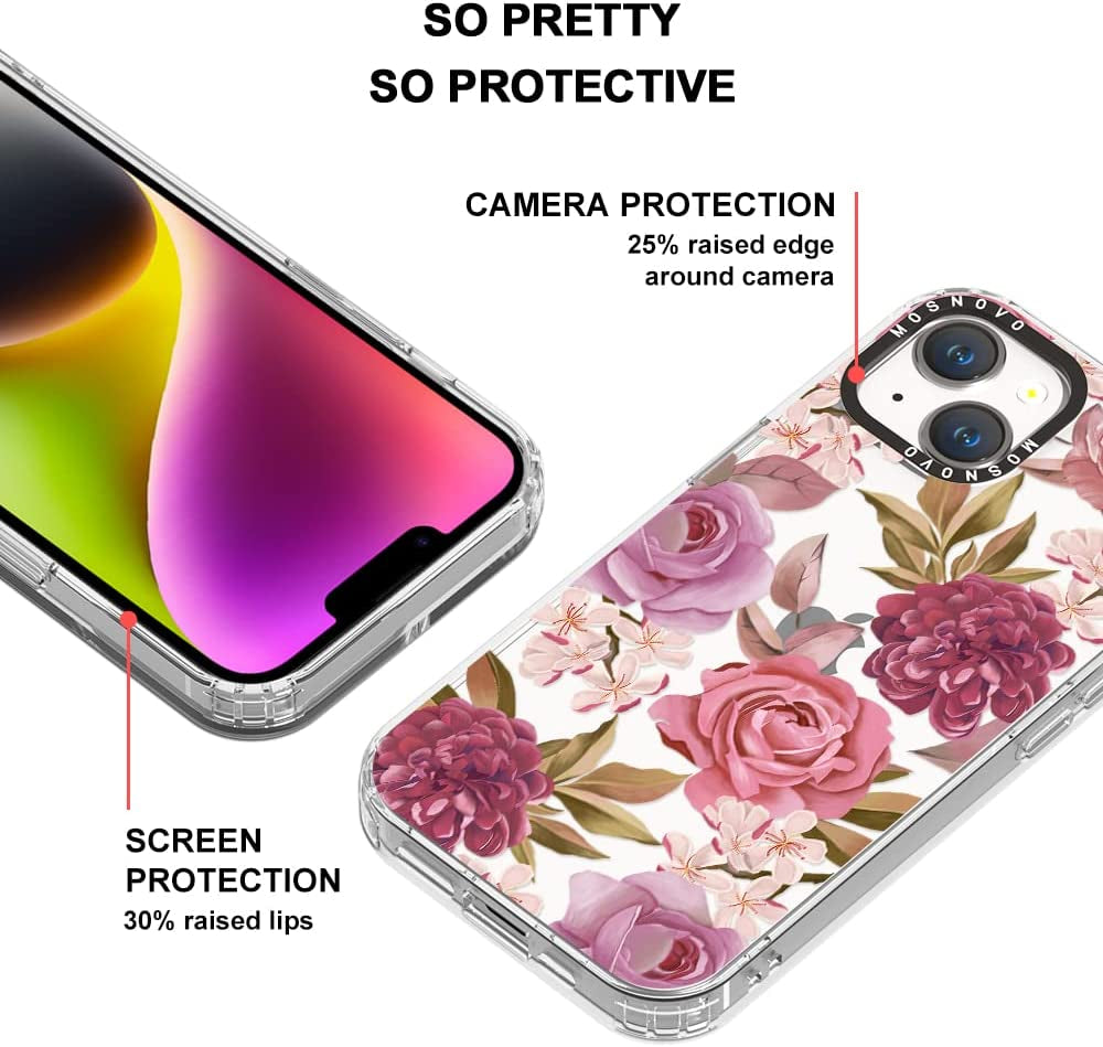 MOSNOVO Compatible with Iphone 14 Case, [Buffertech 6.6 Ft Drop Impact] [Anti Peel off Tech] Clear TPU Bumper Women Girl Phone Case Cover with Bloosom Floral Designed for Iphone 14 6.1"  MOSNOVO   