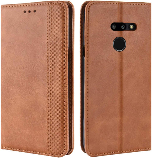 Hualubro LG G8 Thinq Case, LG G8 Case, Retro PU Leather Full Body Shockproof Wallet Flip Case Cover with Card Slot Holder and Magnetic Closure for LG G8 Thinq Phone Case (Brown)  HualuBro   