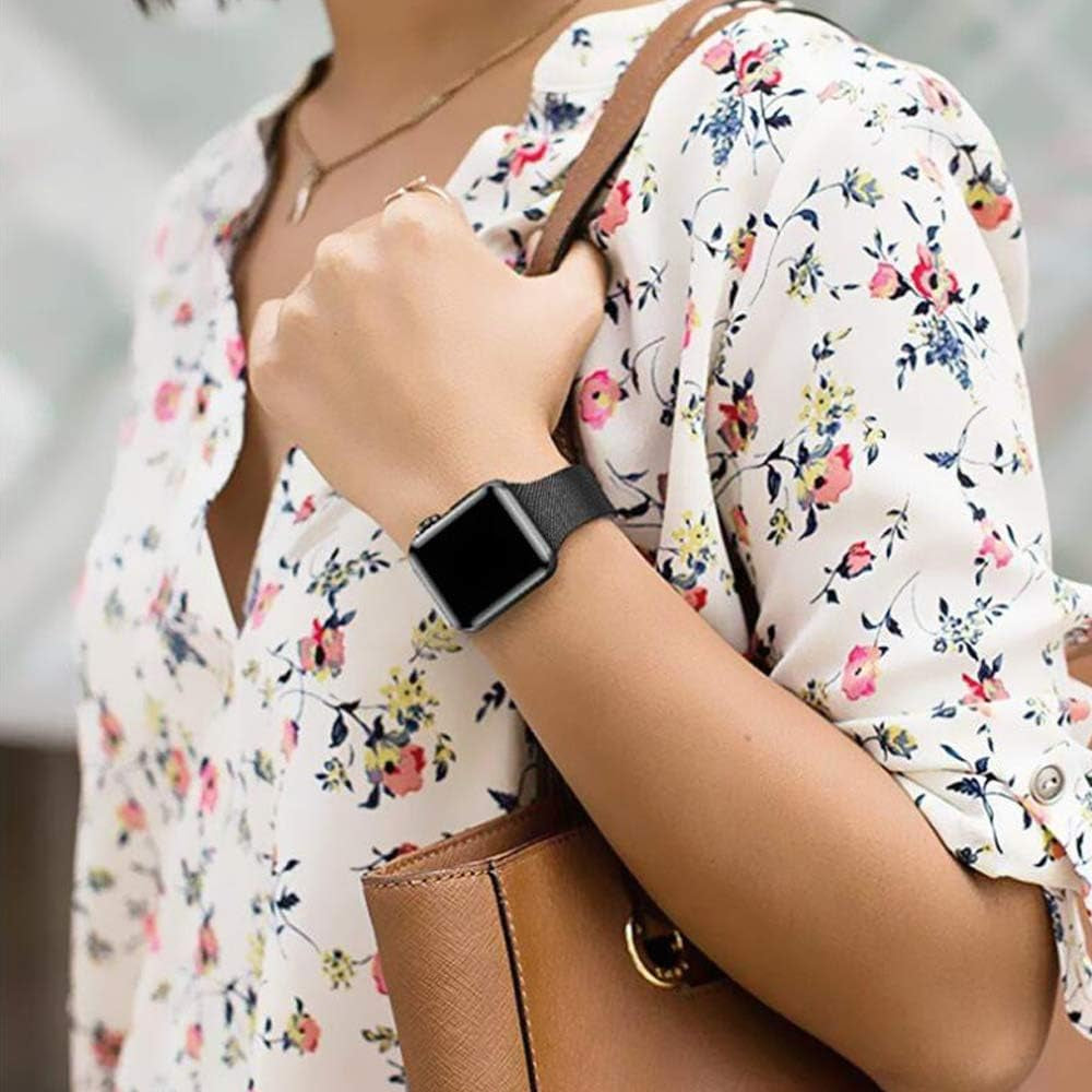 ROSAUI for Apple Watch Band 38Mm 40Mm 42Mm 44Mm Stainless Steel Metal Soft Flexible Slim Watchband Replacement Wristband Metal Strap Iwatch Bands Series 6 5 4 3 2 1/SE  ROSAUI   