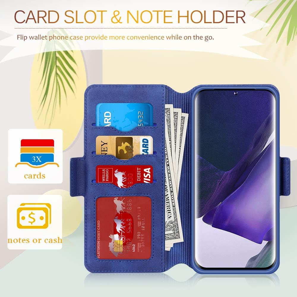 FYY Case for Samsung Galaxy Note 20 Ultra, Ultra Slim Flip Leather Wallet Phone Case Protective Shockproof Cover with Card Holder Kickstand Folio Case for Samsung Galaxy Note 20 Ultra 5G 6.9" Navy  GUANGZHOU WENYI COMMUNICATION EQIPMENT CO.,LTD   