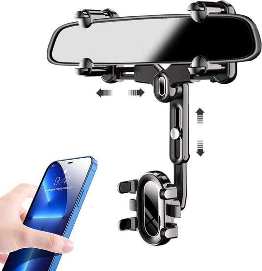 2023 Rearview Mirror Phone Mount for Car,[Big Rear Mirrors Friendly] Rear View Mirror Phone Holder,Universal Multifunctional Adjustable Car Phone Holder Mount Fit All Mobiles & Cars  Miiscase   