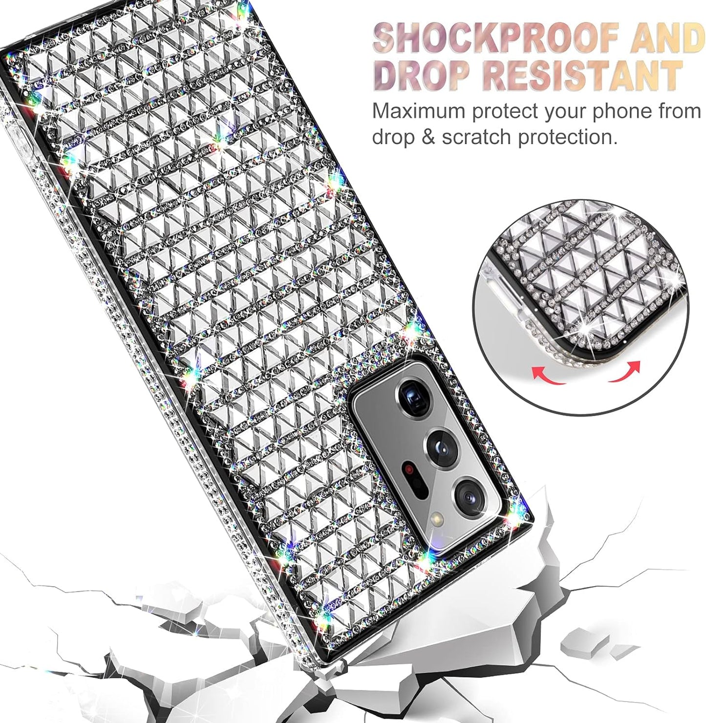 KANGHAR Galaxy Note 20 Ultra Case Bling,Glitter Samsung Note 20 Ultra Case Girly Girls Women Bling Rhinestone Sparkle Protective Cover Phone Case for Samsung Galaxy Note 20 Ultra-Sliver  KANGHAR   